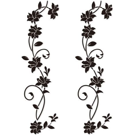Sets Wall Stickers 105×30cm Vine Flower Black Deisgn PVC Wall Sticker for Kids Bedroom Living Room Office Resto Shop Decoration (Style B)