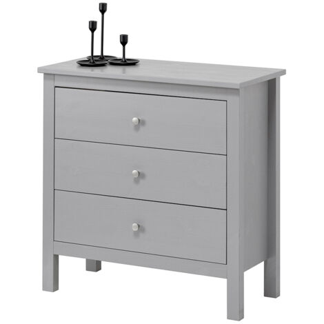 Settimino in legno Massello 3 Cassetti verniciato Grigio - Dimensioni 75 x 37 x 75 h. cm