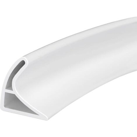 Seuil de douche incurvé - Pour sols, salles de bains, baignoires, cuisines - Blanc - 2 cm x 3 cm x 200 cm
