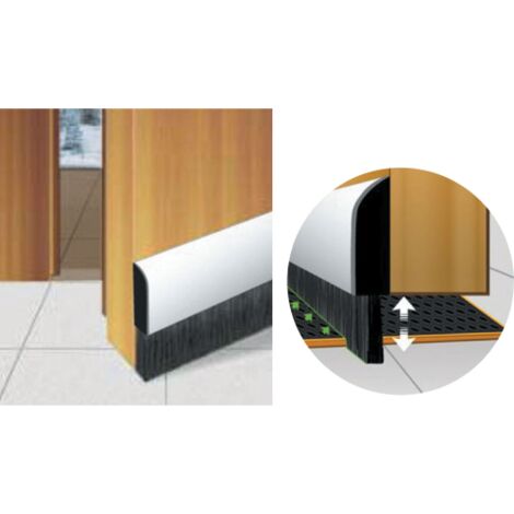 Seuil de protection contre le tirage en aluminium de 1 m avec brosse flexible blanche