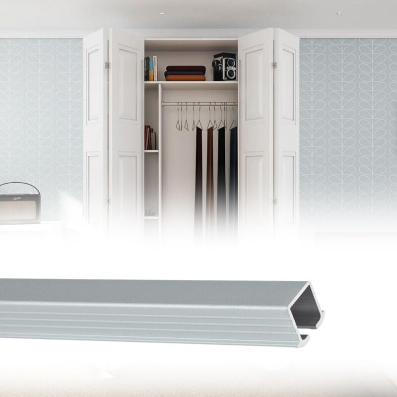 Kit de quincaillerie pliante pour portes de meubles ou niches murales avec fermeture en douceur (seul le rail a été ajouté à 2 mètres)
