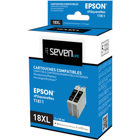 Cartouche d'encre EPSON 18XL (T1811) noir - cartouche d'encre compatible  EPSON Pâquerette