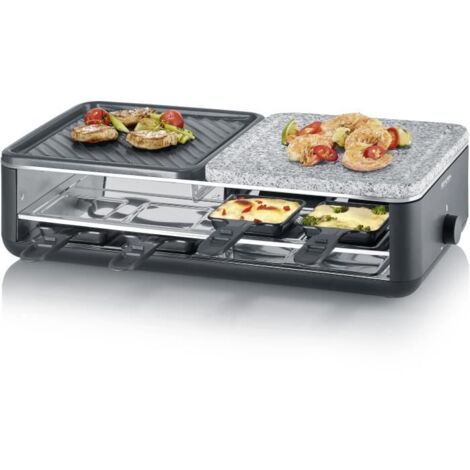 SEVERIN 2366 Raclette Black Line 8er m. 1/2 Stein 1/2 Antihaftplatte