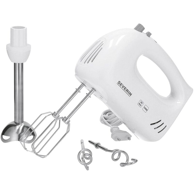 Severin - Handmixer HM3822 mit Stabmixer-Aufsatz 300W 5 Geschwindigkeitsstufen weiß