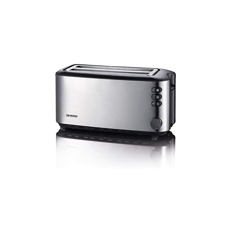 Image of Tostapane automatico, tostapane lungo con porta baguette, tostapane doppio, potenza 1400 Watt, acciaio inox spazzolato e nero, at 2509 - Severin