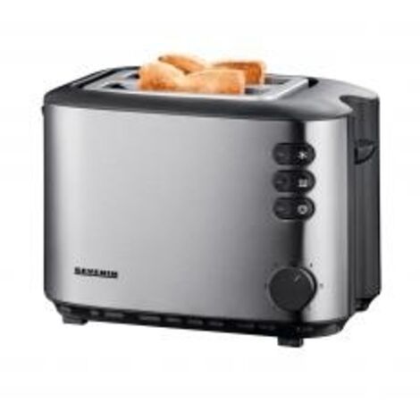 Severin AT 2514 Tostapane Automatico in Acciaio Inox Spazzolato, 2 Fette, 850 W, Colore Argento