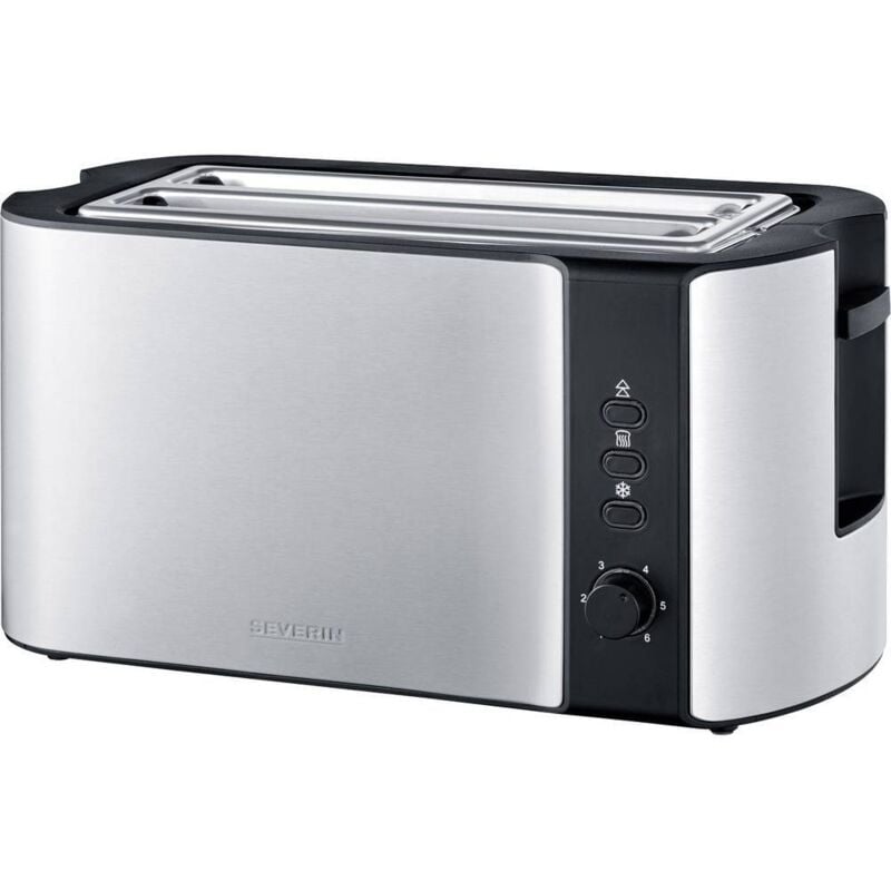 At 2590 Double toaster à fente large avec grille spéciale viennoisieries acier inoxydable, noir - Severin