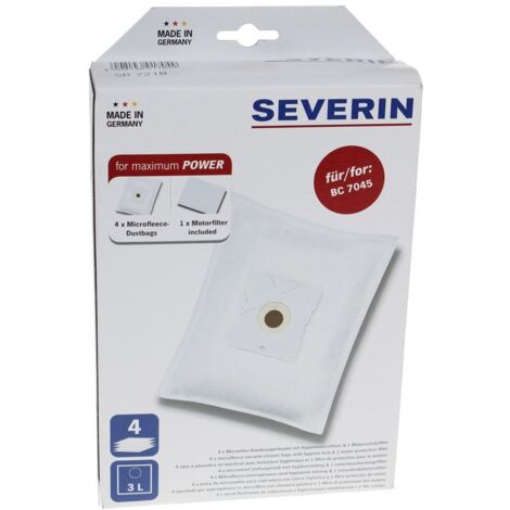 Severin - bolsa para aspiradora -bc7045 - 4 bolsas textiles + 1 filtro de motor - sb7218 - 4008146017049