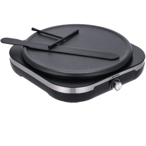Severin cm 2199 crepiera elettrica xxl, crepes maker con temperatura regolabile, piastra antiaderente removibile e spatola giracrepes inclusa, utile anche come piastra per pancake