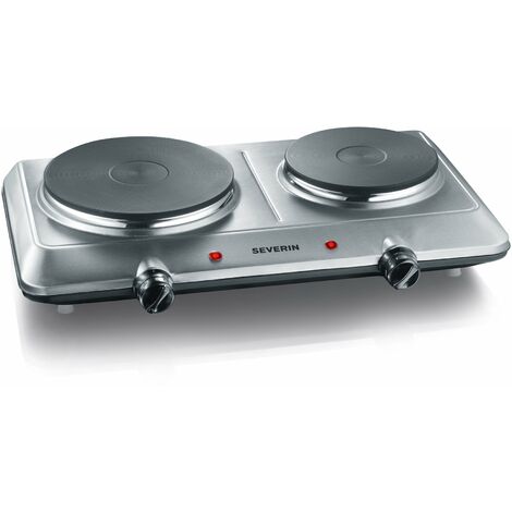 SEVERIN DK 1014 Fornello elettrico a due fuochi, Ø 18 cm x 1500 W + Ø 15 cm x 1000 W, Fondelli in ghisa indeformabili, Controllo in continuo della temperatura con 2 termostati, corpo in acciaio inox
