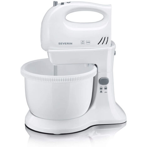 Severin hm 3810 sbattitore elettrico 300w da 3 litri con ciotola, mixer cucina con fruste e ganci, sbattitore elettrico con ciotola, 5 livelli di velocità e tasto turbo, bianco