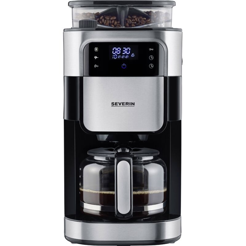 Ka 4813 Cafetière noir, acier inoxydable (brossé) Nombre de tasse=10 écran, verseuse en verre, avec broyeur, minuteur, fonction de conserva A247262