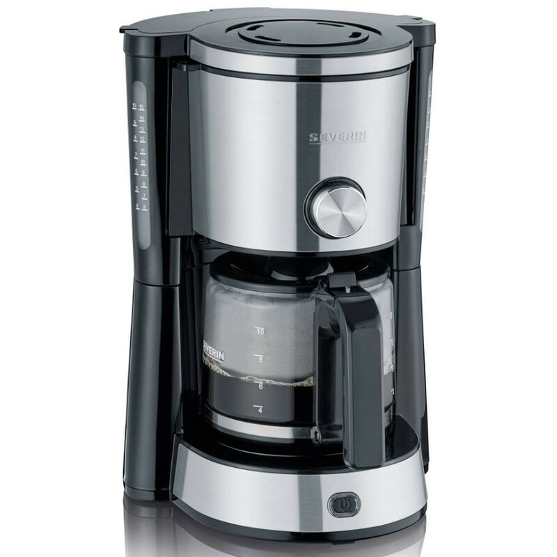 Image of macchina da caffè a filtro 10 tazze 1000w acciaio inox / nero - ka4825 - severin
