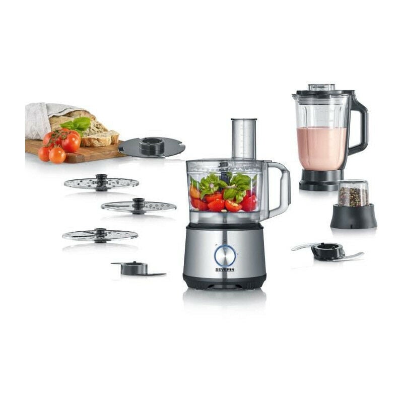 KM3892 Robot Multifonctions - 1200 w - Inox et noir - Blender 1,5 l - 2 Vitesses + Pulse - Severin