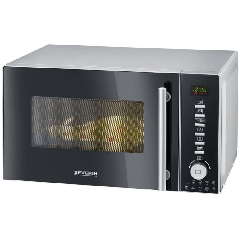 Severin - mw 7773 Micro-ondes noir,argent 800 w fonction chaleur tournante, fonction grill