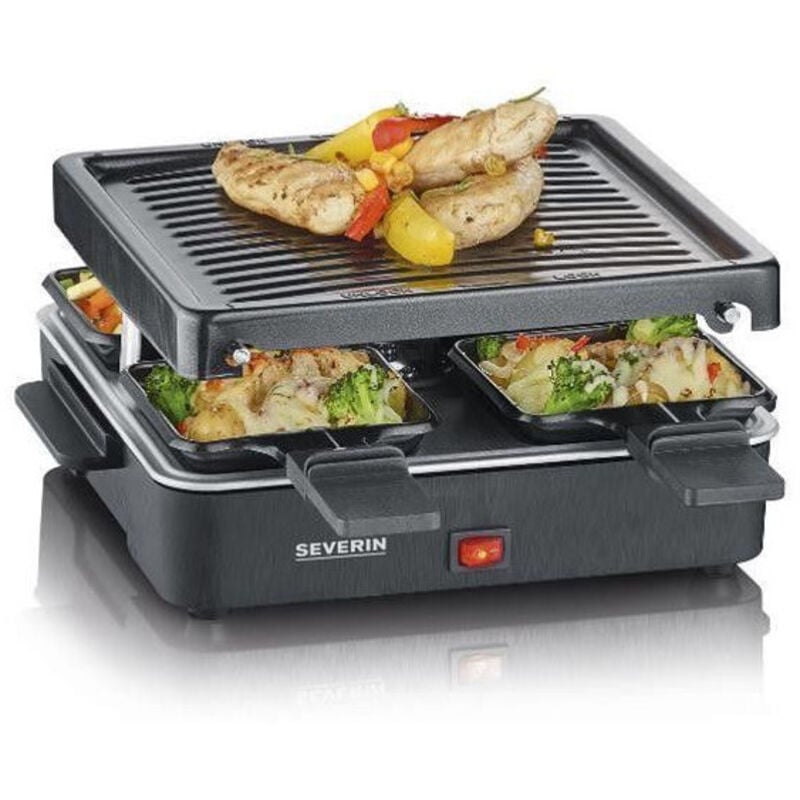 2370 Appareil à raclette revêtement anti-adhésif, 4 poêlons, fonction grill noir - Severin