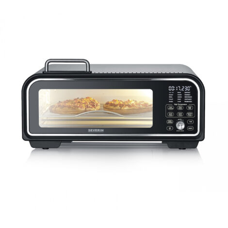 Severin Serico Elektro Pizzaofen mit Display, mit Pizzastein, Timerfunktion Schwarz