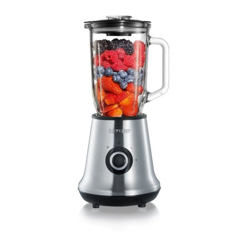 SM3734 Blender, recipient en verre d1L amovible, 2 vitesses + fonction pulse, 22 000 tours/min, range cable, inox / Noir - Severin