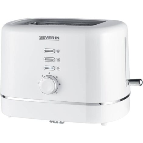 SEVERIN tostapane automatico, 2 fette, inserto per baguette, funzioni di riscaldamento e scongelamento, grado regolabile di tostatura, spegnimento automatico, 850 W, bianco, KA 4324