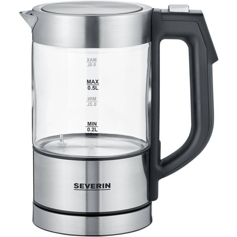 Severin WK 3458 Bouilloire sans fil, sans BPA acier inoxydable, noir Contenance: 0.5 l