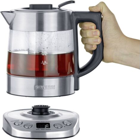 BOUILLOIRE VERRE 1L 3000W TH° 400 A 100°C INOX NOIR SEVERIN - 3473