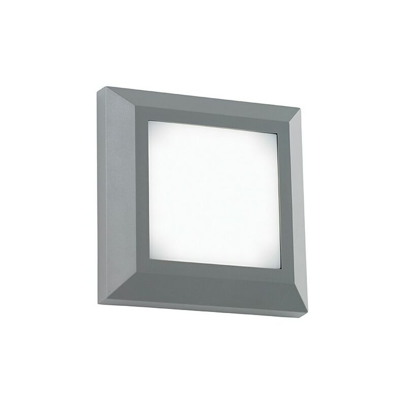 Severus - Outdoor Integrated LED Square Direct IP65 3W Grey Abs Plastic & Frosted - Saxby Lighting