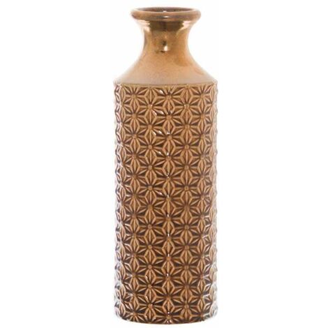 Seville Collection Fluted Vase - Ceramic - L14 x W14 x H40 cm - Caramel