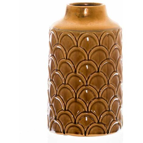 Seville Collection Small Scalloped Vase - Ceramic - L17 x W17 x H28 cm - Caramel