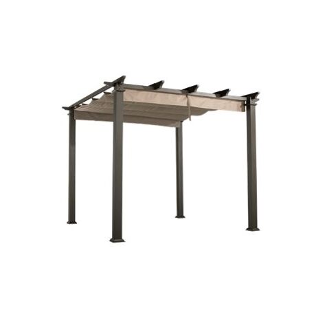 Seville Gazebo Outdoor Garden BBQ Shelter, Party Tent with Retractable Canopy - L300 x W300 x H260 cm - Mocha/Beige