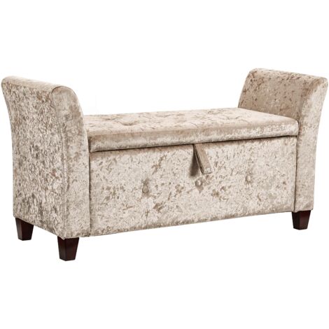 main image of "Seville Storage Ottoman, Crushed Velvet Champagne"