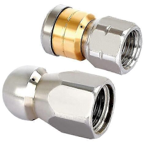 Sewer Jetter Hose Nozzle,High Pressure Washer Hose Nozzle,1 Button Nose Nozzle & 1 Rotating Nozzle