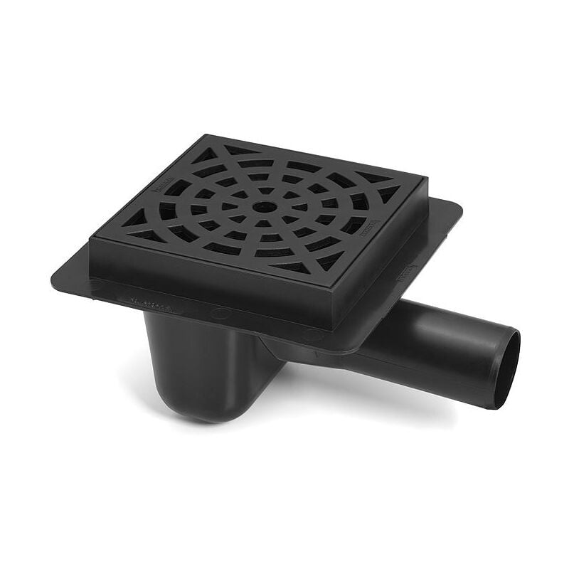 Karmat - Sewerage Plastic Floor Ground Drain with Black Round Pattern Grid 50mm Pipe Diameter