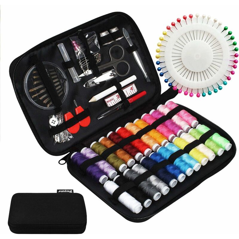 Tinor - Sewing Kit with Case, 130 pcs Sewing Supplies for Home Travel and Emergency, Kids Machine, Contains 24 Spools of Thread of 100m, Mending and