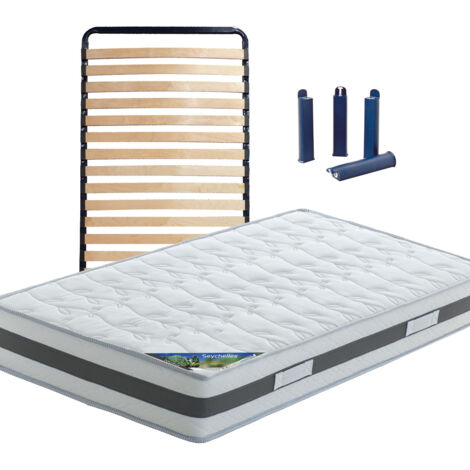 SEYCHELLES - Pack Matelas + Lattes 80x200 + Pieds