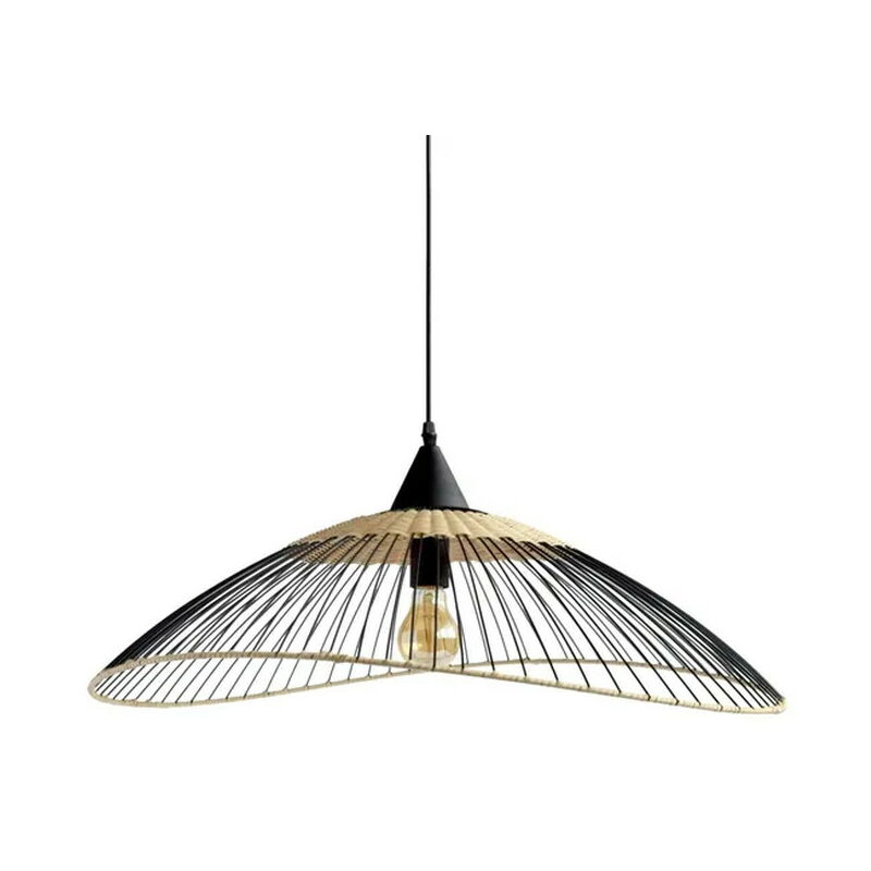 Suspension en rotin de couleur noir/naturel D.65 cm - Seynave Suspension en rotin de couleur noir/naturel D.65 cm - Seynave