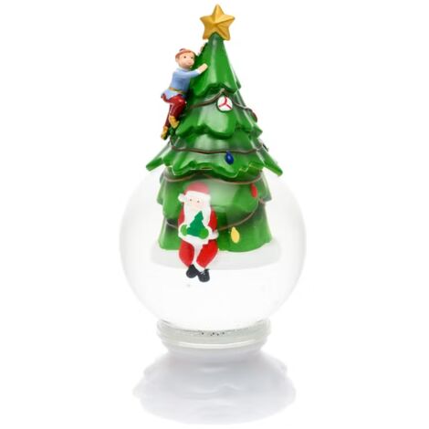 Sfera con Albero e Babbo Natale, led RGB cambiacolore per decorazioni