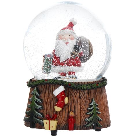 Sfera di vetro Babbo Natale con acqua e neve decorazione natalizia h 14,5 cm -Sacco