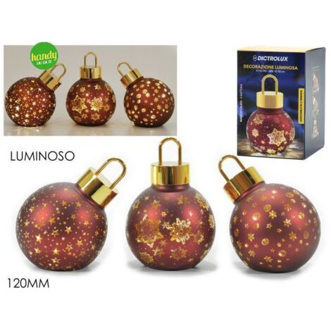 Sfera in Vetro General Trade Ø 120mm Rosso con Luce Modelli Assortiti