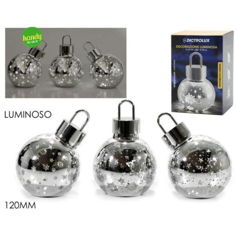 Sfera in Vetro General Trade Ø 120mm Silver con Luce Modelli Assortiti