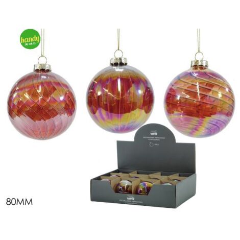 Sfera in Vetro General Trade Ø 80mm Rosso Modelli Assortiti