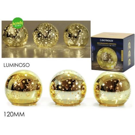 Sfera in Vetro General Trade Oro con Luce Ø 120mm Modelli Assortiti