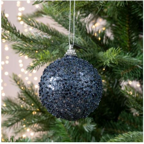 Sfera infrangibile glitter blu 8cm