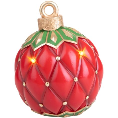 Sfera natale rossa decorata con led Ø 13,40 - H16,90 cm per albero