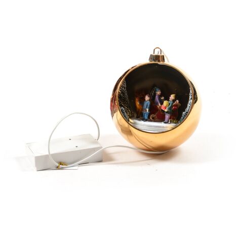 Sfera natalizia con carosello con musica, luci e movimento a batteria -Rosso