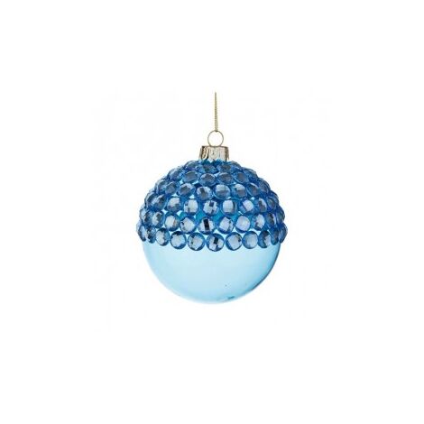 Sfera natalizia in vetro Azzurro JEWEL 8 cm pallina natale