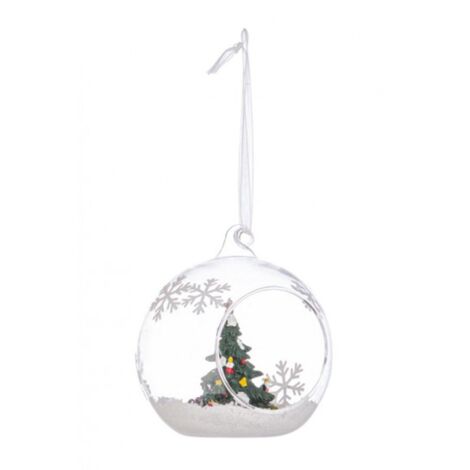 Sfera natalizia in vetro con miniatura pino all'interno per decorazioni natalizie