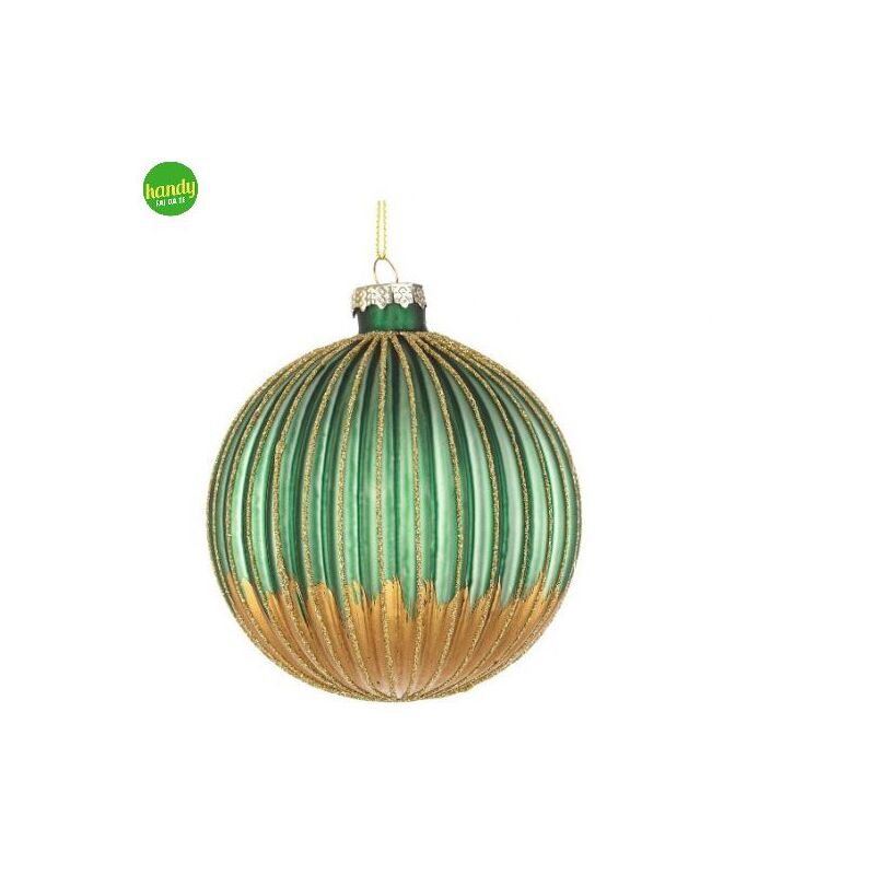 Sfera natalizia vetro modish Bizzotto verde-oro ø 10cm