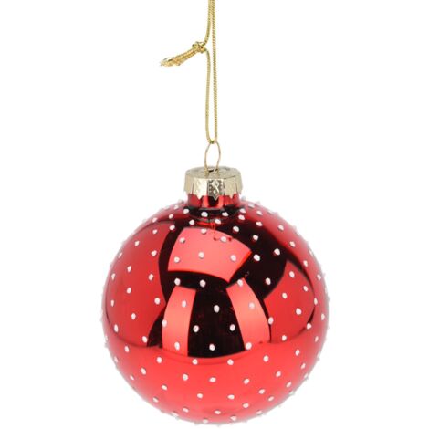 Sfera per albero di Natale in vetro con puntini decorazione natalizia -Verde