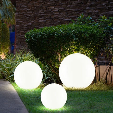 ETC-SHOP Sfera solare per esterni, luce solare, giardino con palline, luce sferica, decorazione da giardino a LED solare, con picchetto, durata della luce circa 6-8 ore, 15 cm, 20 cm, 25 cm, set da 3