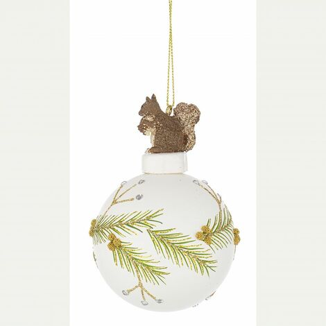 SFERA VETRO BUSH BIANCO CON DECOR D80